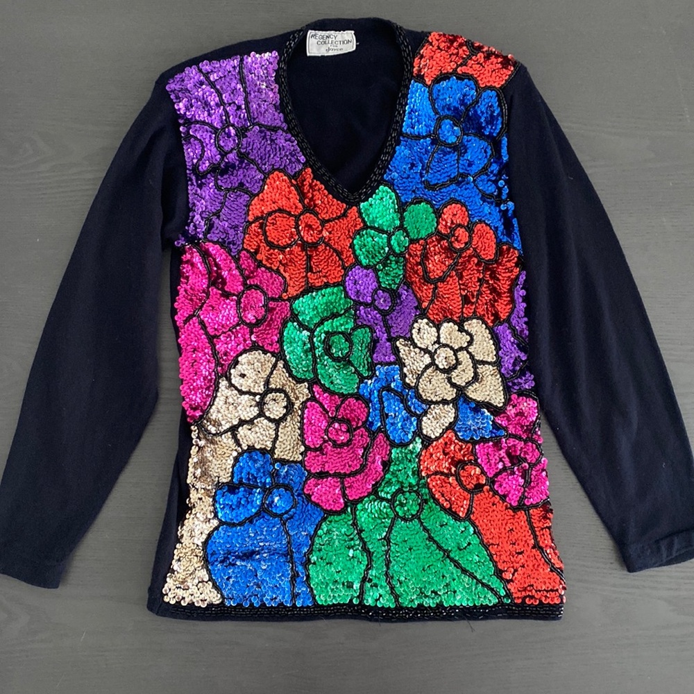 Vintage Acrylic Sequin Sweater